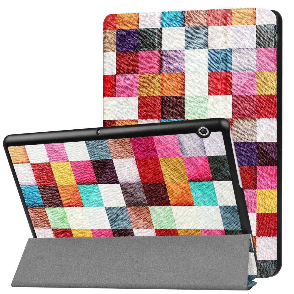 Huawei MediaPad T3 10 9.6" Deksel - Tri-Fold Skinndeksel "Colorful Squares" Flerfarget