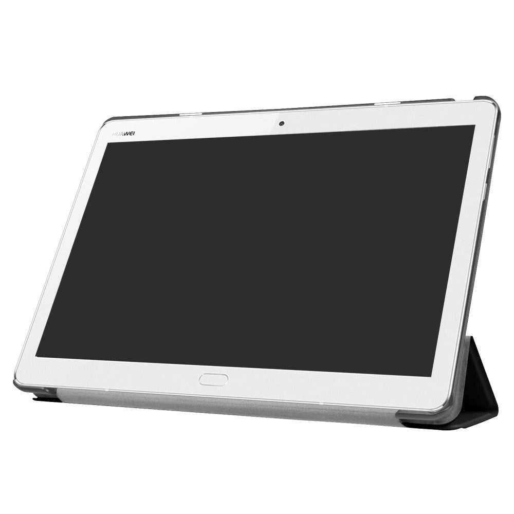 Huawei MediaPad M3 Lite 10 Deksel - Tri-Fold Skinn Etui Svart