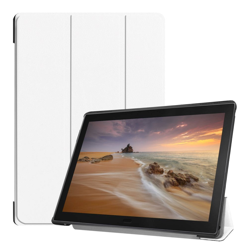 Lenovo Tab E10 Skinndeksel med Tri-fold Stativ - Hvit