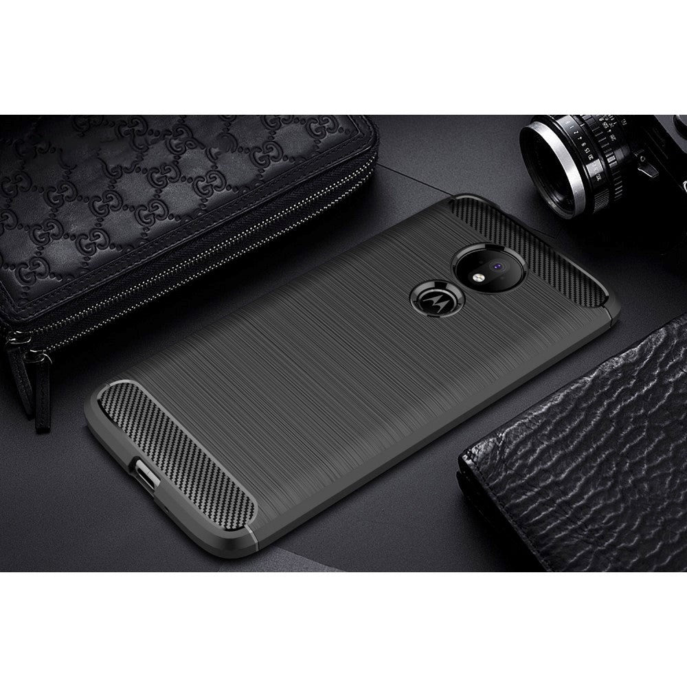 Motorola Moto G7 Power Brushed Carbon Fiber Texture Deksel Svart