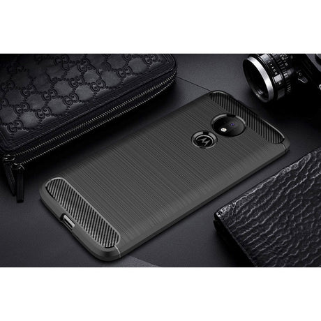 Motorola Moto G7 Power Brushed Carbon Fiber Texture Deksel Svart