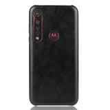 Motorola Moto G8 Plus Litchi Grain Skinnbetrukket Plastik Deksel - Svart