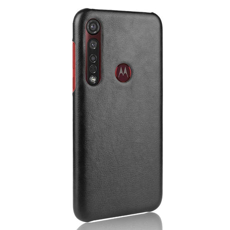 Motorola Moto G8 Plus Litchi Grain Skinnbetrukket Plastik Deksel - Svart