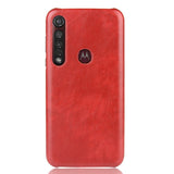 Motorola Moto G8 Plus Litchi Grain Skinnbetrukket Plastik Deksel - Rød