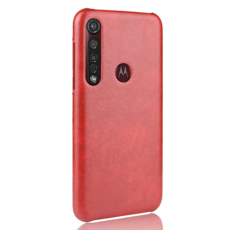 Motorola Moto G8 Plus Litchi Grain Skinnbetrukket Plastik Deksel - Rød