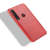 Motorola Moto G8 Plus Litchi Grain Skinnbetrukket Plastik Deksel - Rød