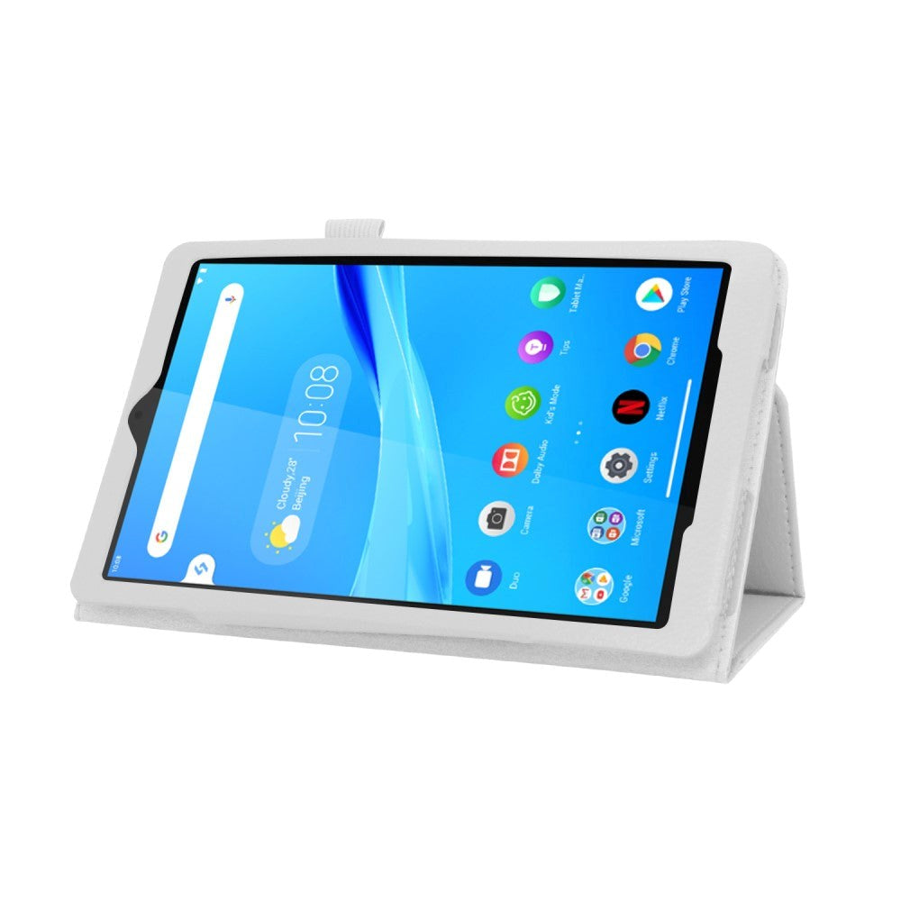 Lenovo Tab M8 (2nd Gen.) 8" Litchi Skinn Deksel med Magnetisk Lukking & Stativfunksjon - Hvit