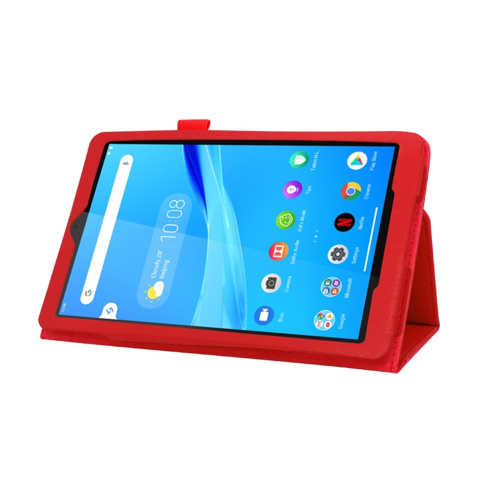 Lenovo Tab M8 (2nd Gen.) 8" Litchi Skinn Deksel med Magnetisk Lukking & Stativfunksjon - Rød