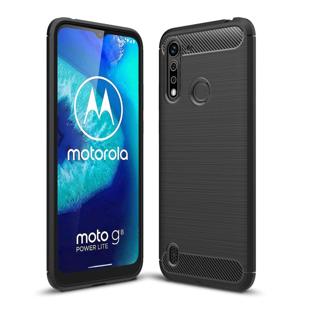 Motorola Moto G8 Power Lite Brushed Karbon Fibre Fleksibelt Plastdeksel - Svart