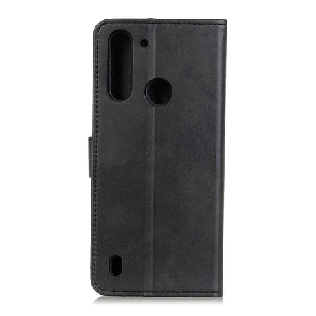 Motorola Moto G8 Power Lite Litchi Skinndeksel med Lommebok - Svart