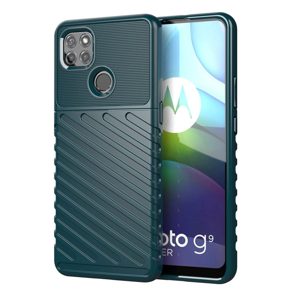 Motorola Moto G9 Power Twill Plastik Deksel Thunder Series - Grønn