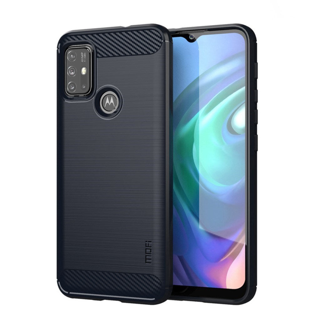 Motorola Moto G10 / G20 / G30 Mofi Brushed Carbon Fiber Fleksibelt Plast Deksel - Blå