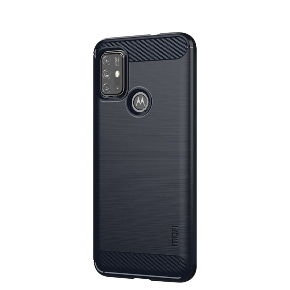 Motorola Moto G10 / G20 / G30 Mofi Brushed Carbon Fiber Fleksibelt Plast Deksel - Blå