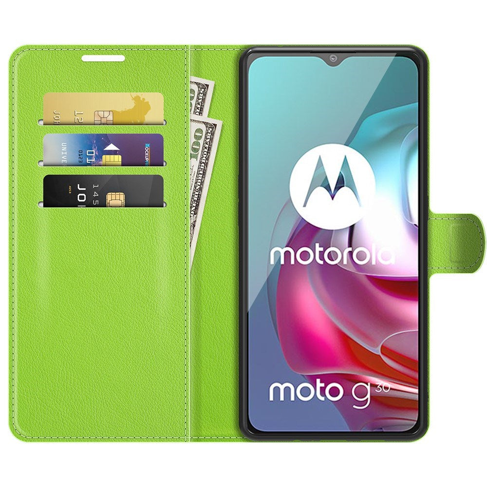 EIDERWOOD Motorola Moto G10 / G20 / G30 Kunstskinn Flip Deksel med Kortholder & Ståfunksjon - Grønn