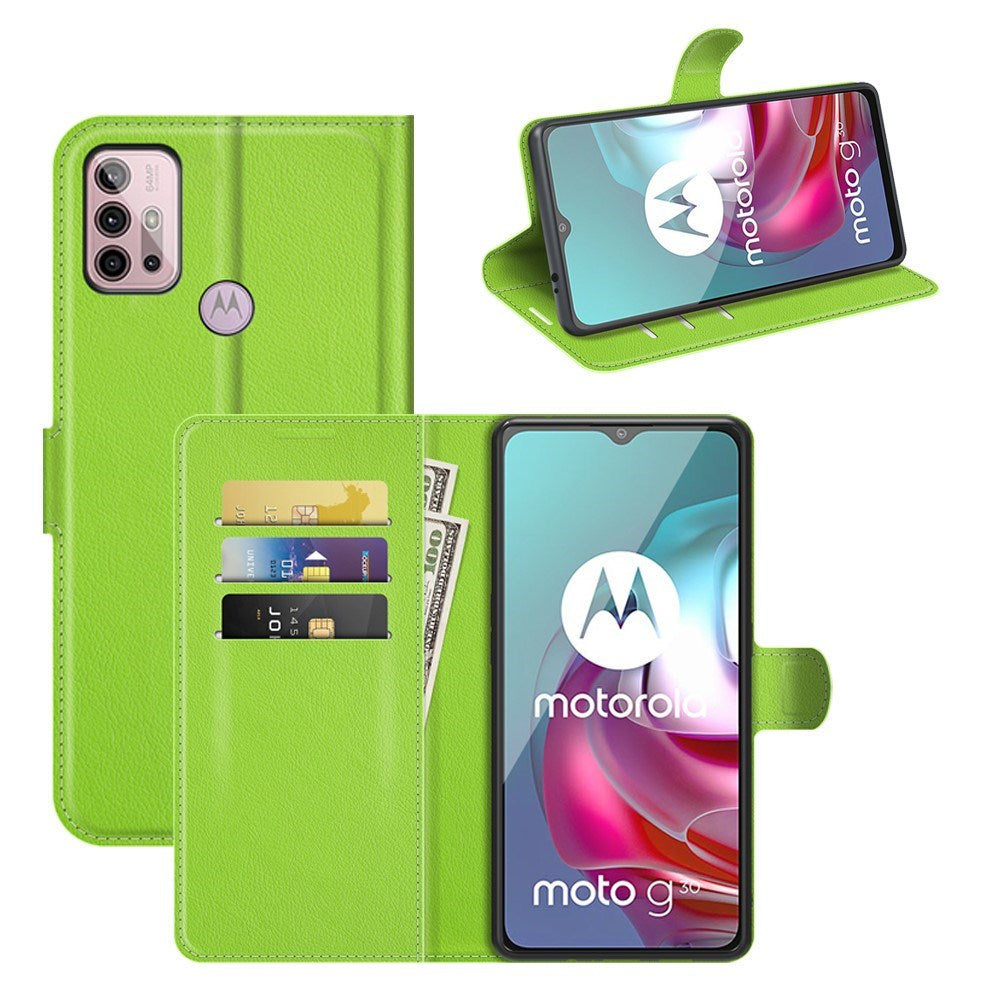 EIDERWOOD Motorola Moto G10 / G20 / G30 Kunstskinn Flip Deksel med Kortholder & Ståfunksjon - Grønn