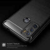 Motorola Moto G60 Brushed Carbon Fiber Fleksibelt Plast Deksel - Svart