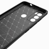 Motorola Moto G60 Brushed Carbon Fiber Fleksibelt Plast Deksel - Svart