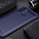 Motorola Moto G60 Brushed Carbon Fiber Fleksibelt Plast Deksel - Blå