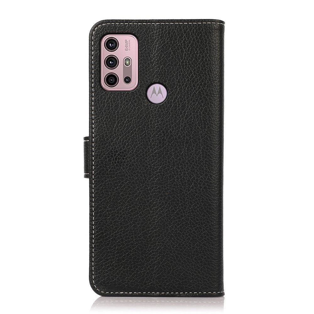 Motorola Moto G10 / G20 / G30 Litchi PU Skinn Deksel med Lommebok - Svart