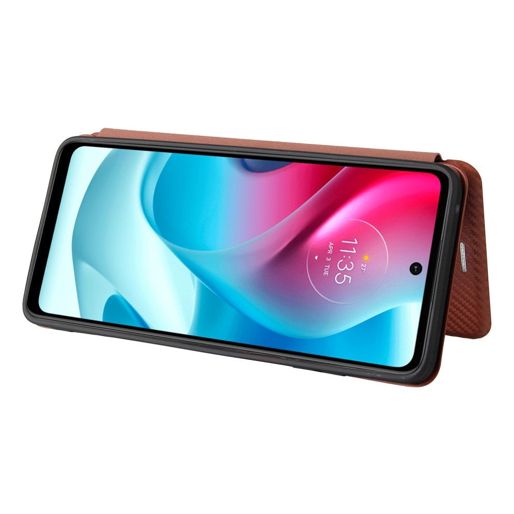 Motorola Moto G60s Karbonfiber Fleksibelt Plastdeksel - Brun