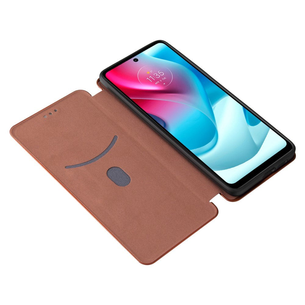 Motorola Moto G60s Karbonfiber Fleksibelt Plastdeksel - Brun