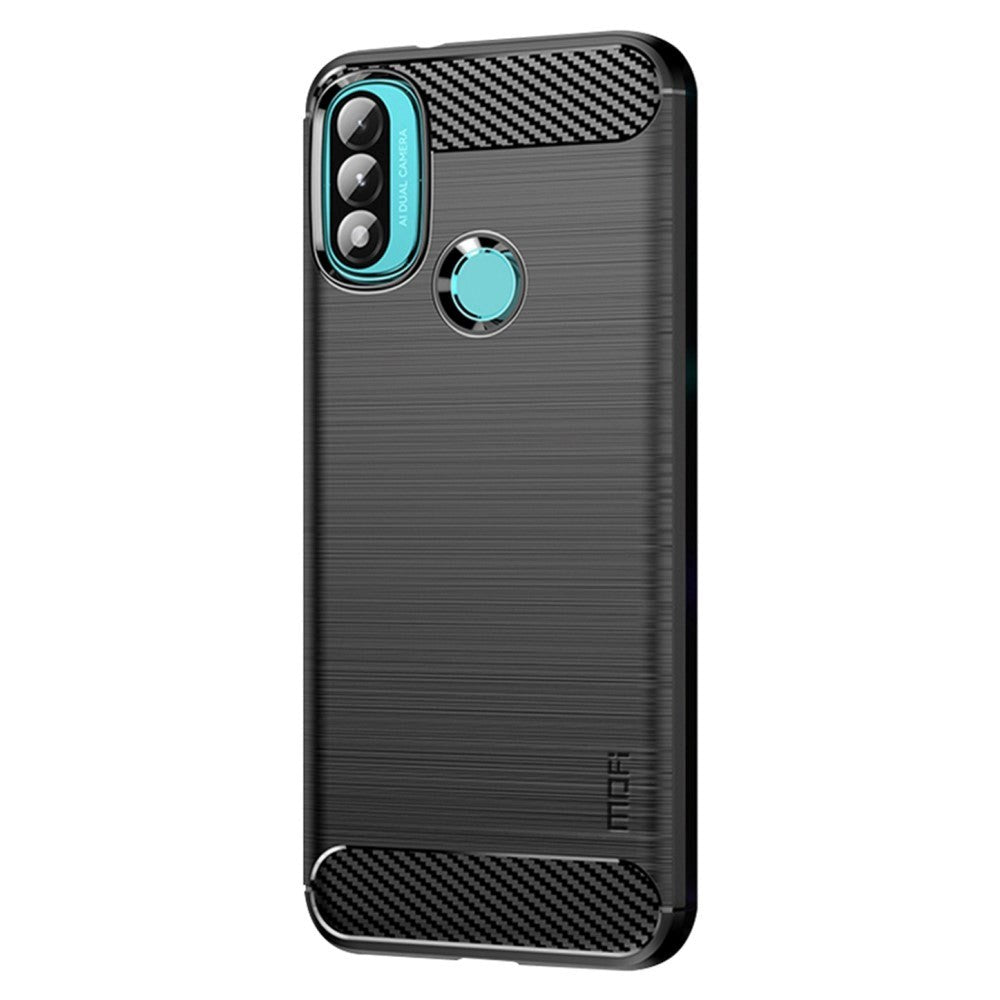 Motorola Moto E40 / E30 / E20 Mofi Brushed Carbon Fiber Fleksibelt Plast Deksel - Svart