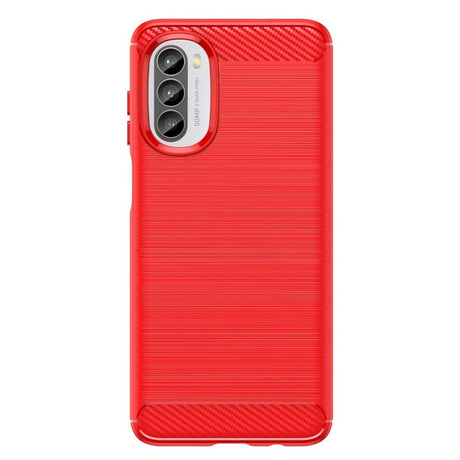 Motorola Moto G52 / G82 Brushed Carbon Fiber Fleksibelt Plast Deksel - Rød