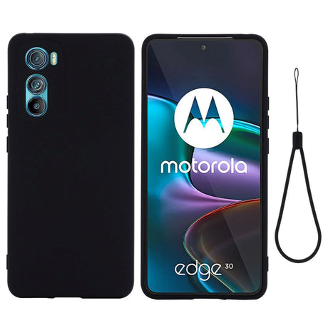 Motorola Edge 30 Silikondeksel med Rem - Svart