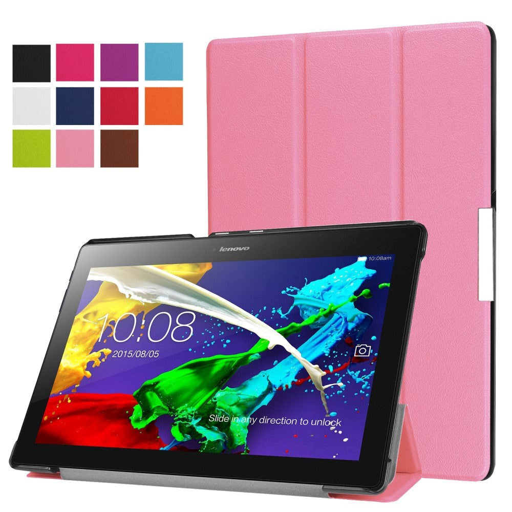 Lenovo Tab3 10 Tri-Fold Magnetic Hard Case Etui Pink