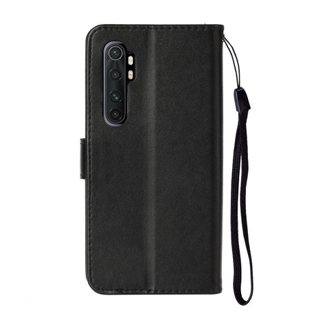 Xiaomi Mi Note 10 Lite PU Skinndeksel m. Lommebok & Strop - Sort