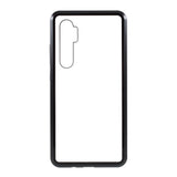 Xiaomi Mi Note 10 Lite 360° Magnetisk Metall Deksel m. Glass Bakside& Forside - Sort