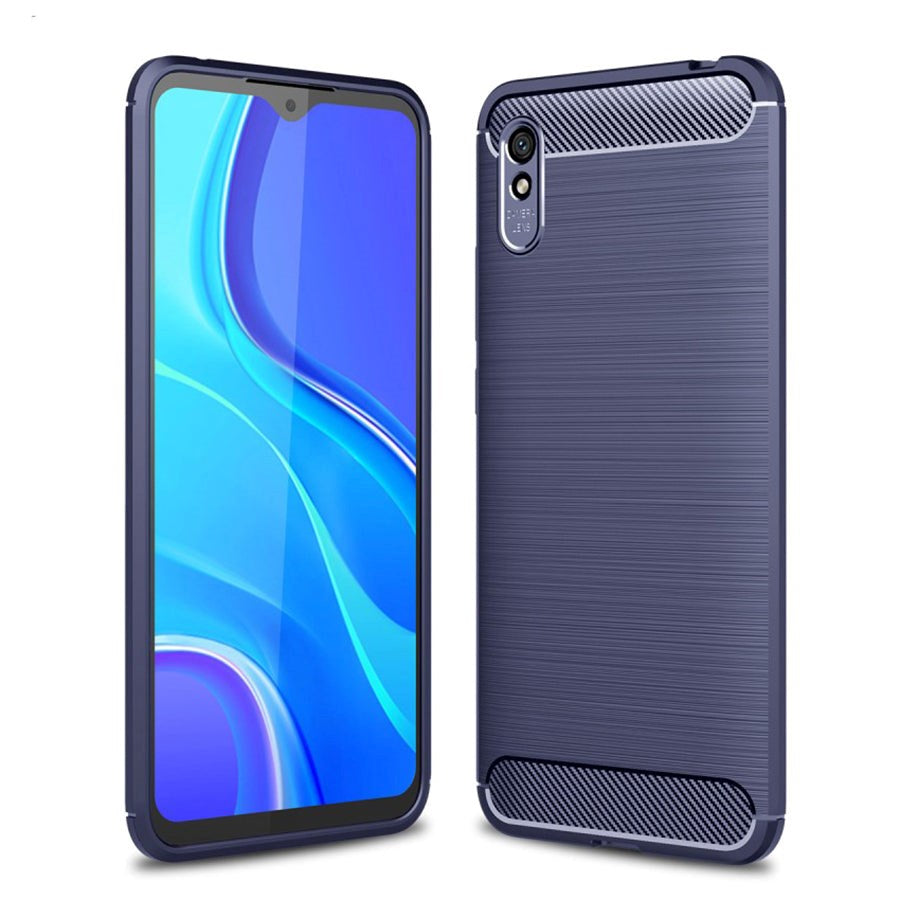 Xiaomi Redmi 9A / 9AT Brushed Carbon Fiber Deksel - Blå