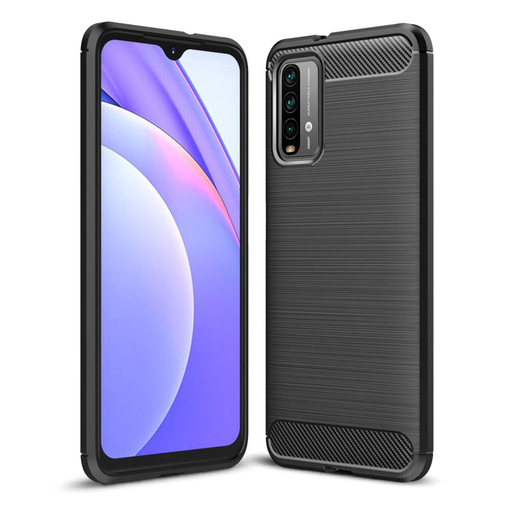 Xiaomi Poco M3 Brushed Carbon Fiber Deksel - Svart