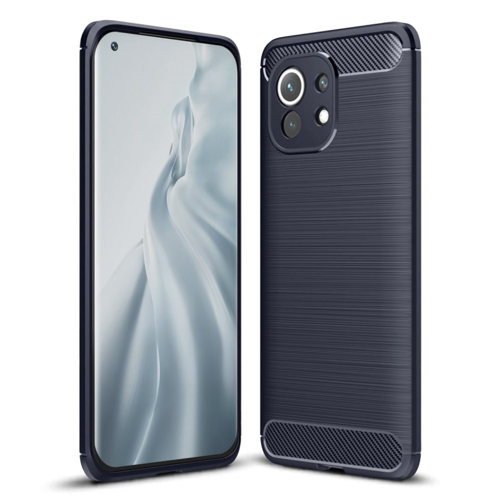 Xiaomi Mi 11 Brushed Carbon Fiber Deksel - Mørkeblå