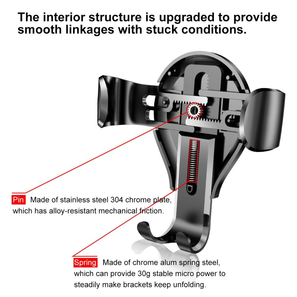 Baseus Suction Cup Gravity Car Mount - Mobilholder til Bil - Max Mobil: 63 x 88mm - Svart