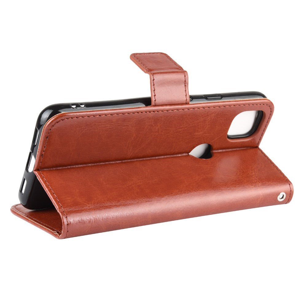 EIDERWOOD Google Pixel 4a Leather Deksel med Lommebok og Stropp - Brun