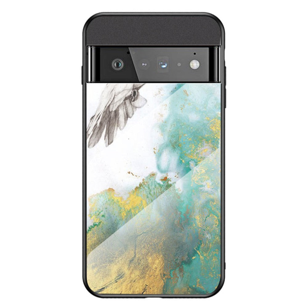 Google Pixel 6 Pro Plast Deksel med Glassbakside - Marmor & Pigeon