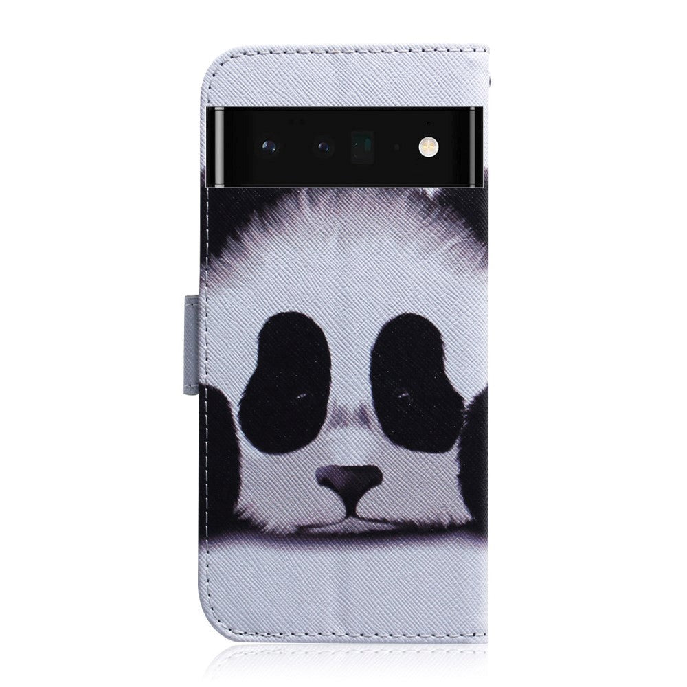 Google Pixel 6 Pro Deksel i Kunstskinn med Lommebok og Trykk - Panda