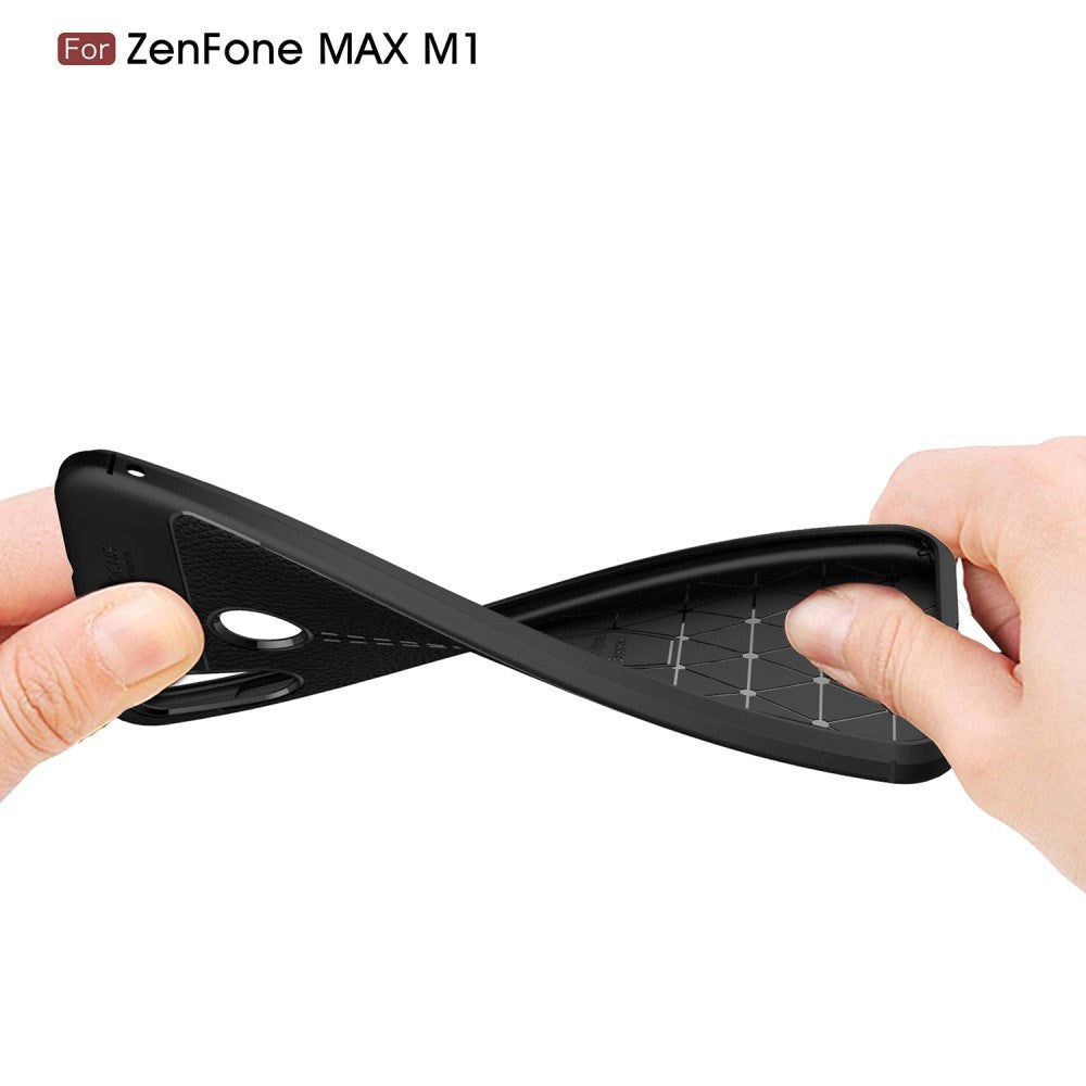 Asus Zenfone Max M1 ZB555KL Litchi Grain Fleksibelt Deksel Svart