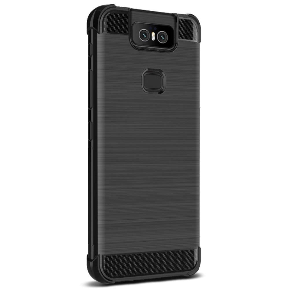 Asus Zenfone 6 (ZS630KL) IMAK Carbon Fiber Plastik Deksel Svart