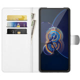 Asus Zenfone 8 Flip Litchi Kunstskinn Flip Deksel - Hvit