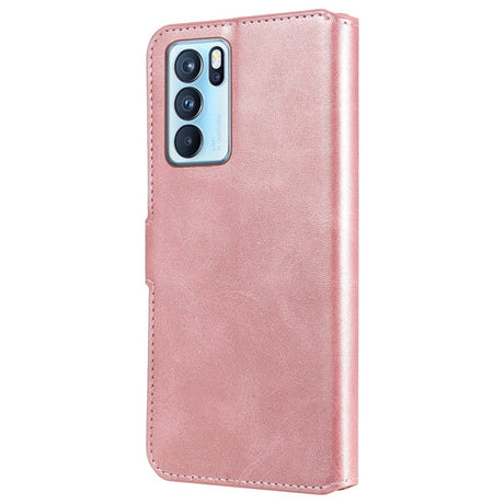 Oppo Reno6 Pro Flip Deksel i Kunstskinn med Lommebok og Magnetisk Lukking - Rose Gold