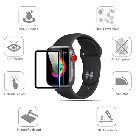 Apple Watch Series SE/6/5/4 (44mm) - Full-Fit - Skjermbeskytter - Svart