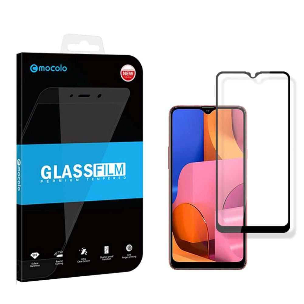 Mocolo Samsung Galaxy A20s Skjermbeskytter i Herdet Glass - Full Fit - Svart Kant