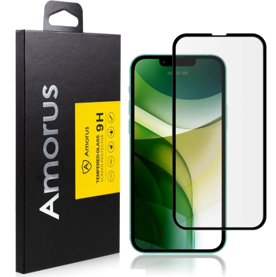 iPhone 13 Pro Max AMORUS Herdet Glass - Case-Friendly - Svart Kant