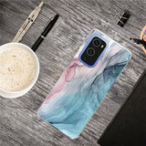 EIDERWOOD OnePlus 9 Pro Fleksibelt Plast Deksel med Marmordesign - Blå / Rosa