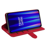 EIDERWOOD OnePlus Nord CE 2 (5G) Kunstskinn Flip Deksel m. Kortholder & Ståfunksjon - Rød