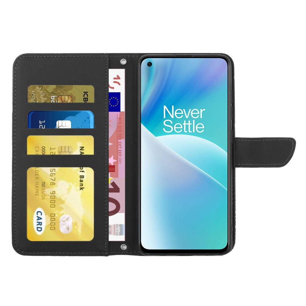 OnePlus Nord 2T (5G) Kunstskinn Flip Deksel med Lommebok - Sommerfugl - Svart