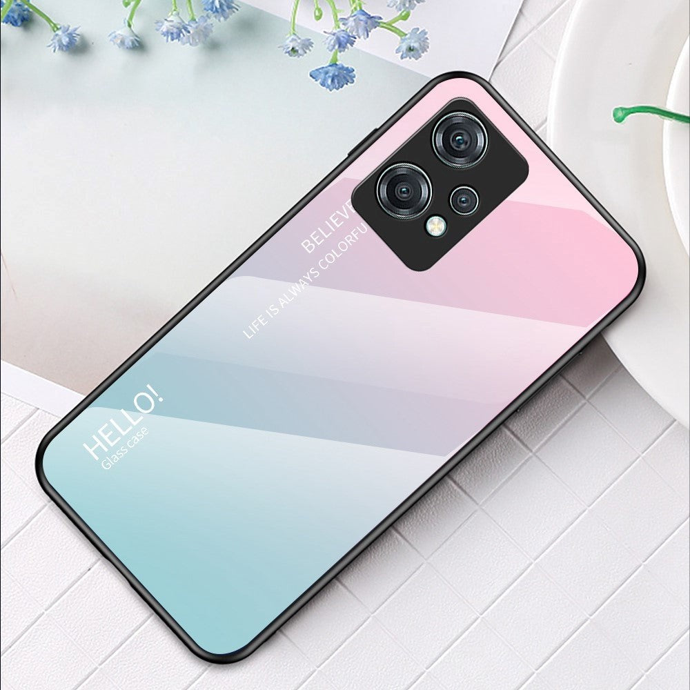 OnePlus Nord CE 2 Lite (5G) Deksel med Glassbakside - Hello - Rosa / Blå