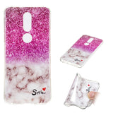 Nokia 7.1 Fleksibel Marble Deksel Pink